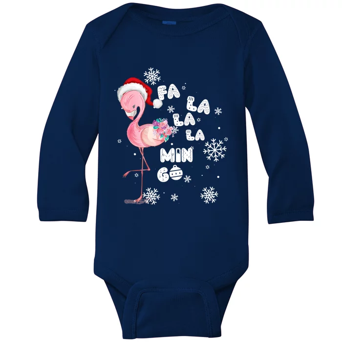 Fa La La La Mingo Flamingo For Christmas Xmas Flamingo Lover Funny Gift Baby Long Sleeve Bodysuit