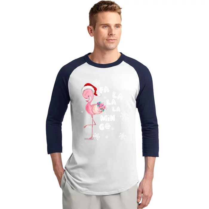 Fa La La La Mingo Flamingo For Christmas Xmas Flamingo Lover Funny Gift Baseball Sleeve Shirt