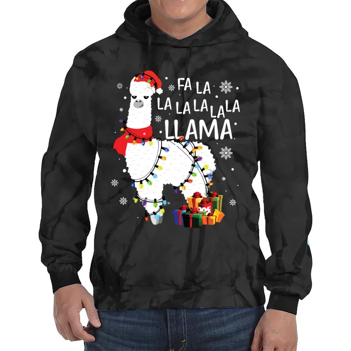 Fa La La Llama Funny Christmas Christmas Lllama Lover Tie Dye Hoodie