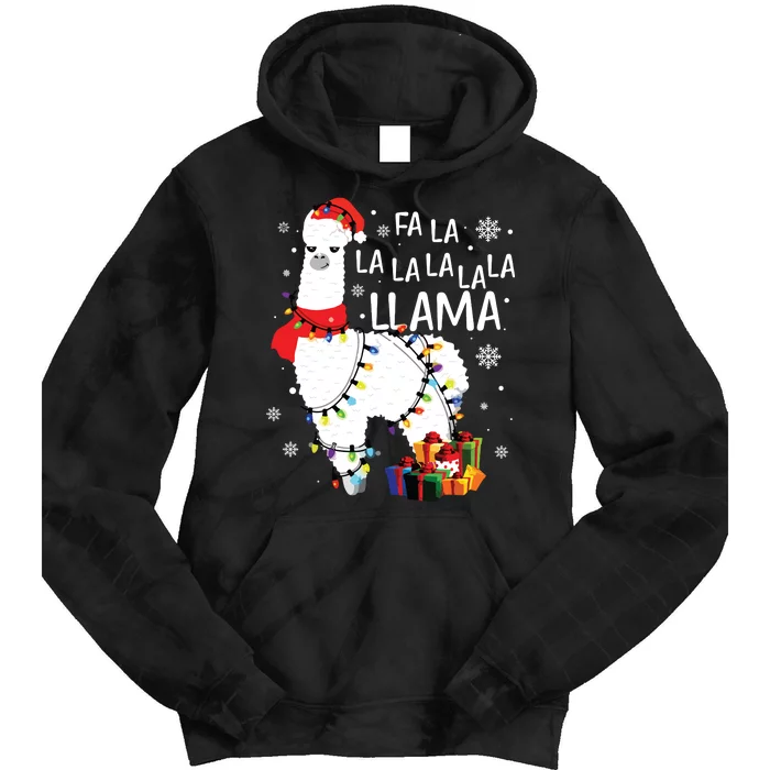 Fa La La Llama Funny Christmas Christmas Lllama Lover Tie Dye Hoodie