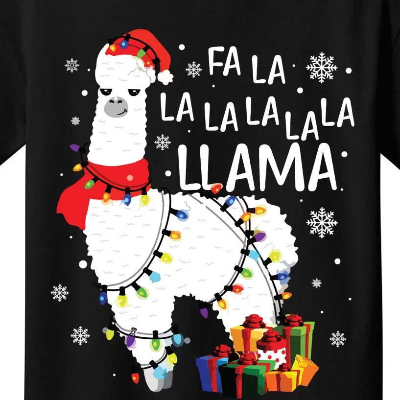 Fa La La Llama Funny Christmas Christmas Lllama Lover Kids T-Shirt