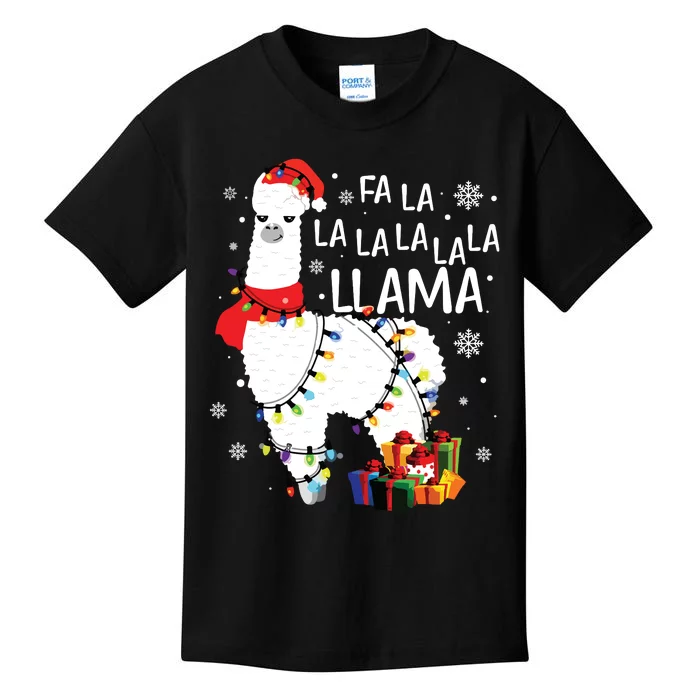 Fa La La Llama Funny Christmas Christmas Lllama Lover Kids T-Shirt