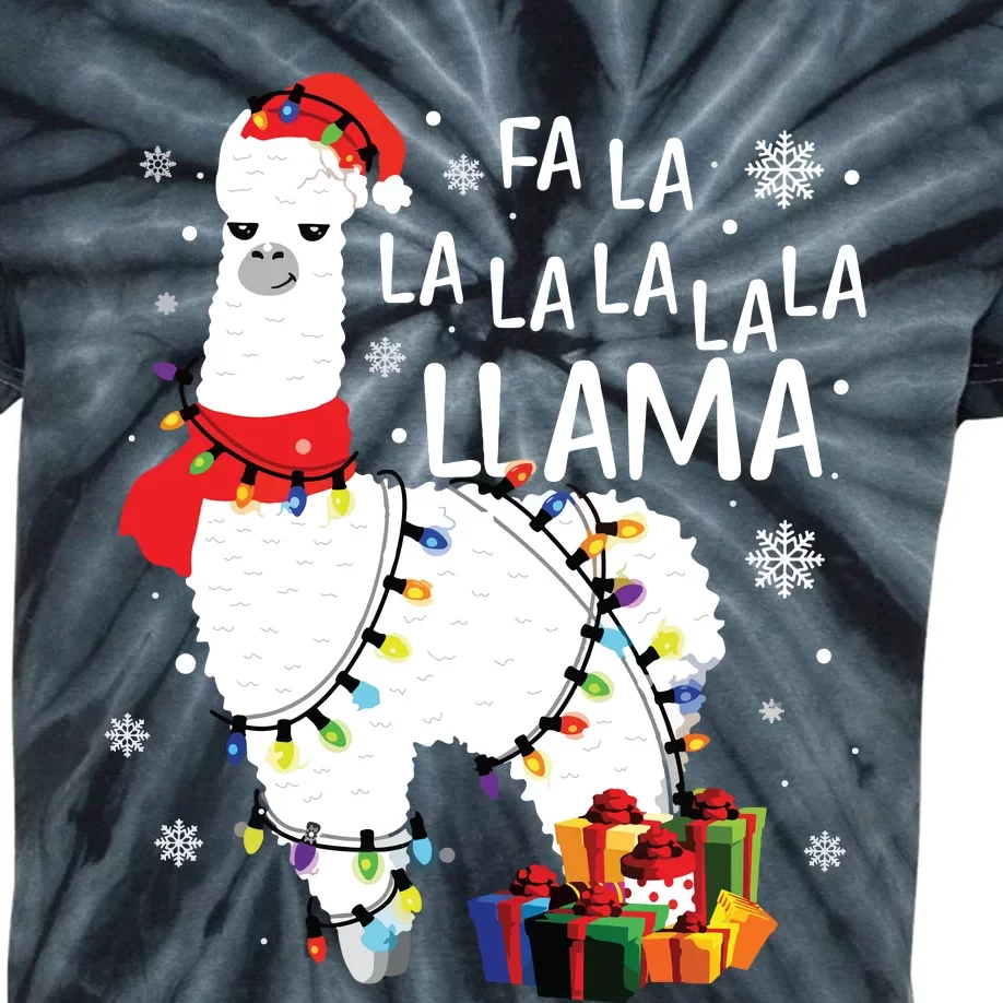 Fa La La Llama Funny Christmas Christmas Lllama Lover Kids Tie-Dye T-Shirt