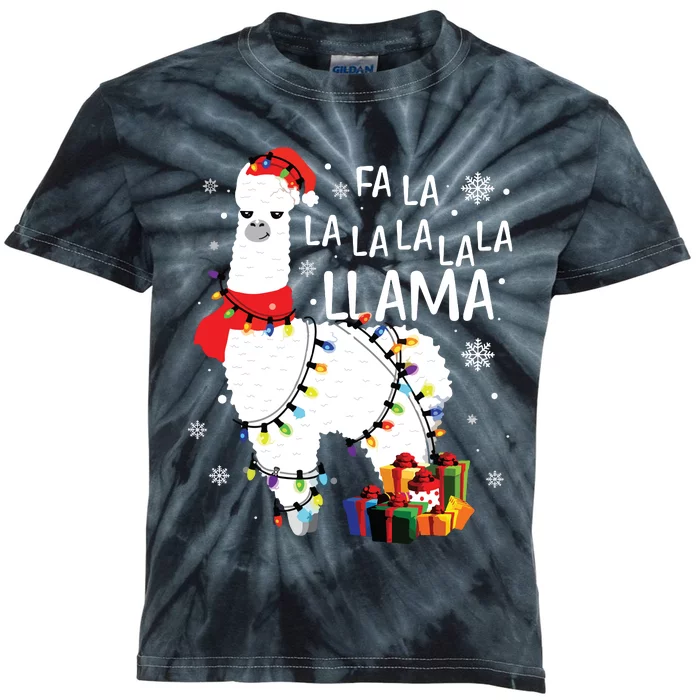 Fa La La Llama Funny Christmas Christmas Lllama Lover Kids Tie-Dye T-Shirt