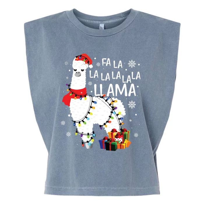 Fa La La Llama Funny Christmas Christmas Lllama Lover Garment-Dyed Women's Muscle Tee