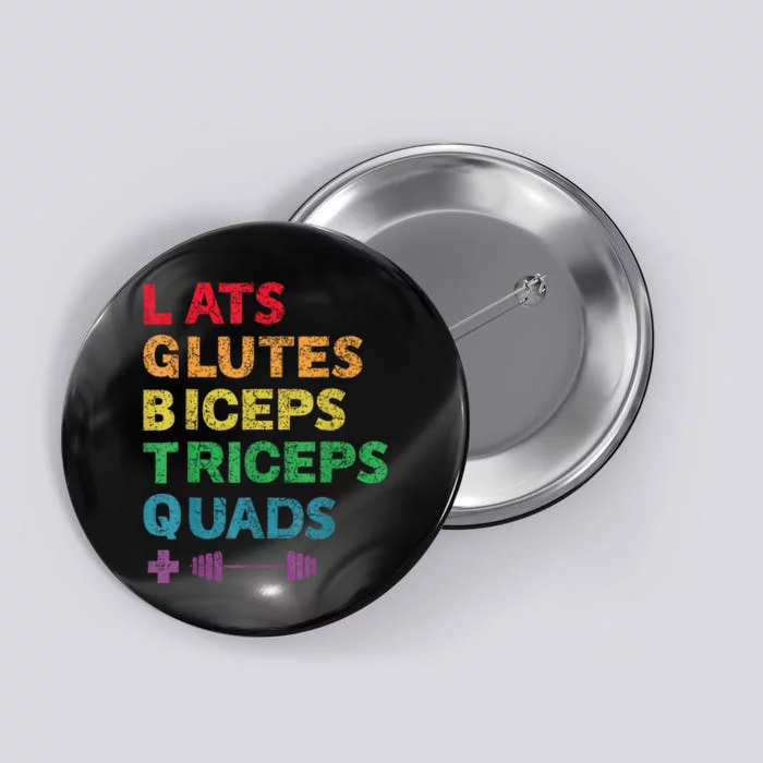 Funny Lgbtq Lats Glutes Biceps Triceps Quads Weightlifting Button