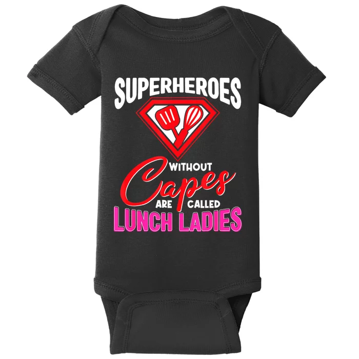 Funny Lunch Lady Superheroes Capes Cafeteria Worker Squad Baby Bodysuit