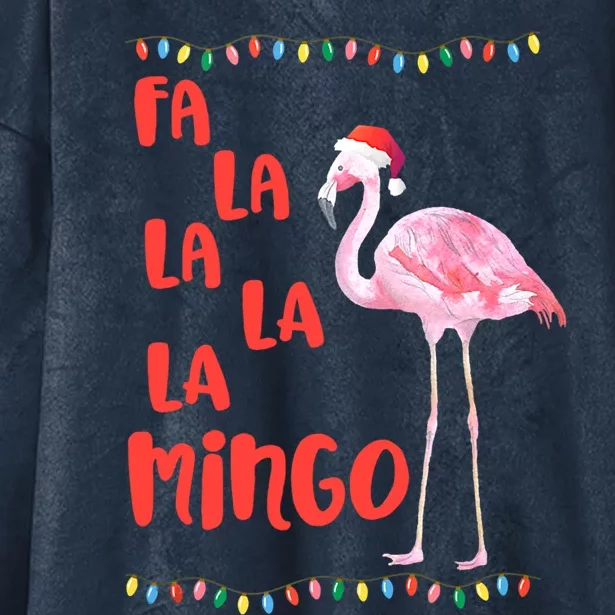 Fa La La La Mingo Flamingo Funny Christmas Xmas Lights Funny Gift Hooded Wearable Blanket