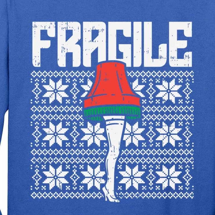 Fragile Leg Lamp Ugly Christmas Sweater Funny Xmas Gift Tall Long Sleeve T-Shirt