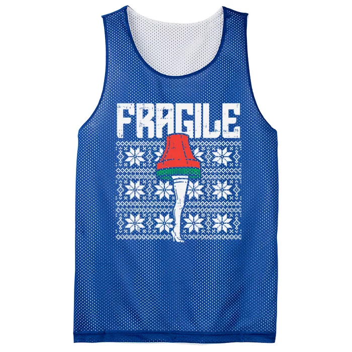 Fragile Leg Lamp Ugly Christmas Sweater Funny Xmas Gift Mesh Reversible Basketball Jersey Tank