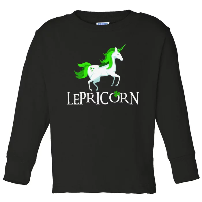 Funny Lepricorn Leprechaun Unicorn St. Patrick's Day Toddler Long Sleeve Shirt