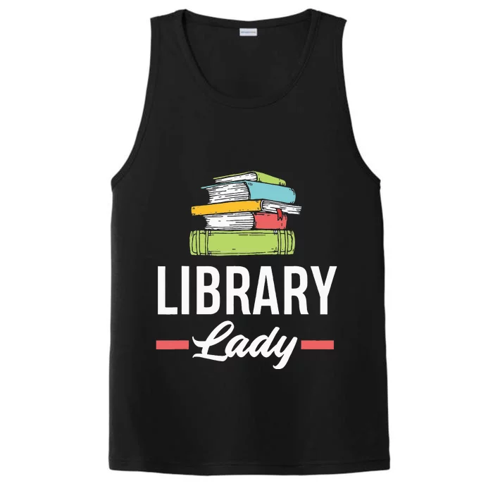 Funny Library Lady Librarian Library Assistant Performance Tank