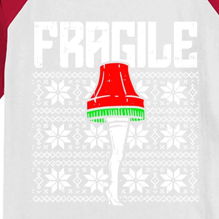 Fragile Leg Lamp Ugly Christmas Kids Colorblock Raglan Jersey