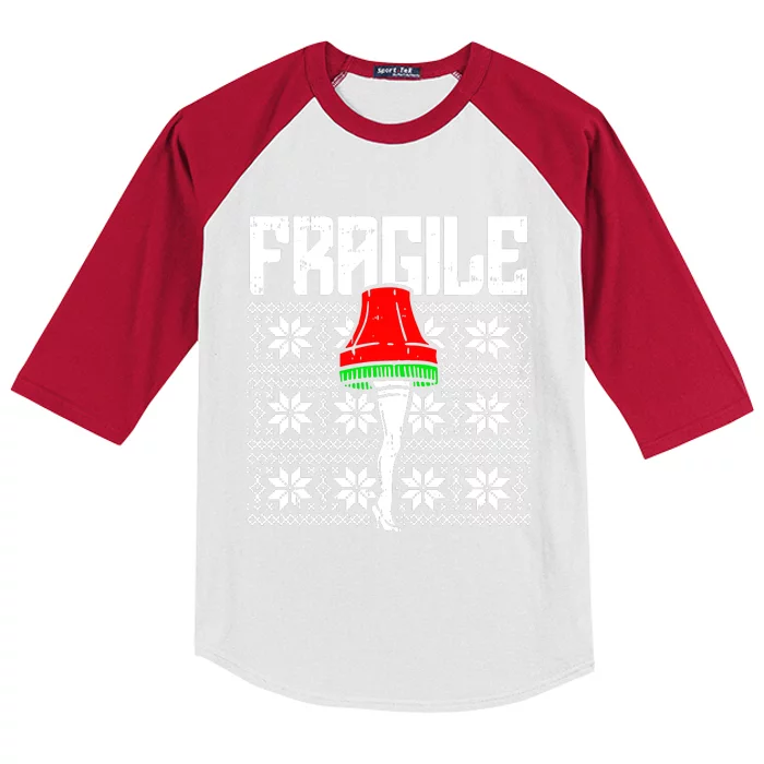 Fragile Leg Lamp Ugly Christmas Kids Colorblock Raglan Jersey