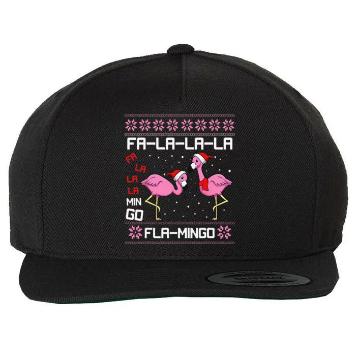 Fa La La Mingo Christmas Pajama Cute Flamingo Ugly XMas Wool Snapback Cap