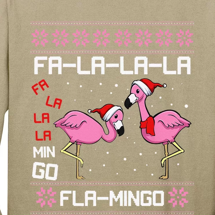 Fa La La Mingo Christmas Pajama Cute Flamingo Ugly XMas Tall Long Sleeve T-Shirt