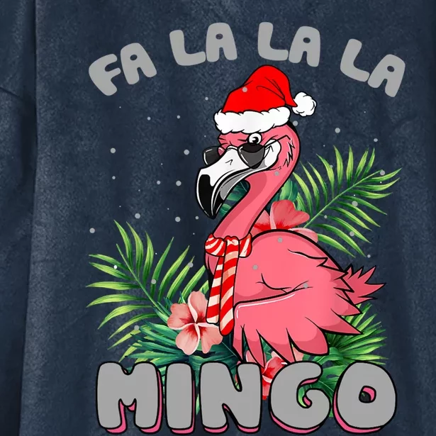 Fa La La La Mingo Funny Flamingos Merry Flocking Christmas Gift Hooded Wearable Blanket