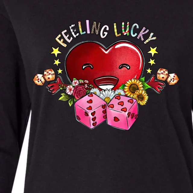 Feeling Lucky Love Vibes Valentines Day Heart Xoxo Western Gift Womens Cotton Relaxed Long Sleeve T-Shirt