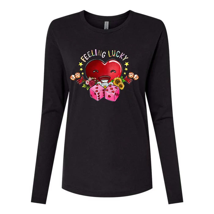 Feeling Lucky Love Vibes Valentines Day Heart Xoxo Western Gift Womens Cotton Relaxed Long Sleeve T-Shirt