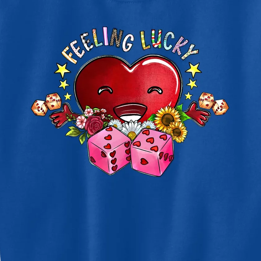 Feeling Lucky Love Vibes Valentines Day Heart Xoxo Western Gift Kids Sweatshirt