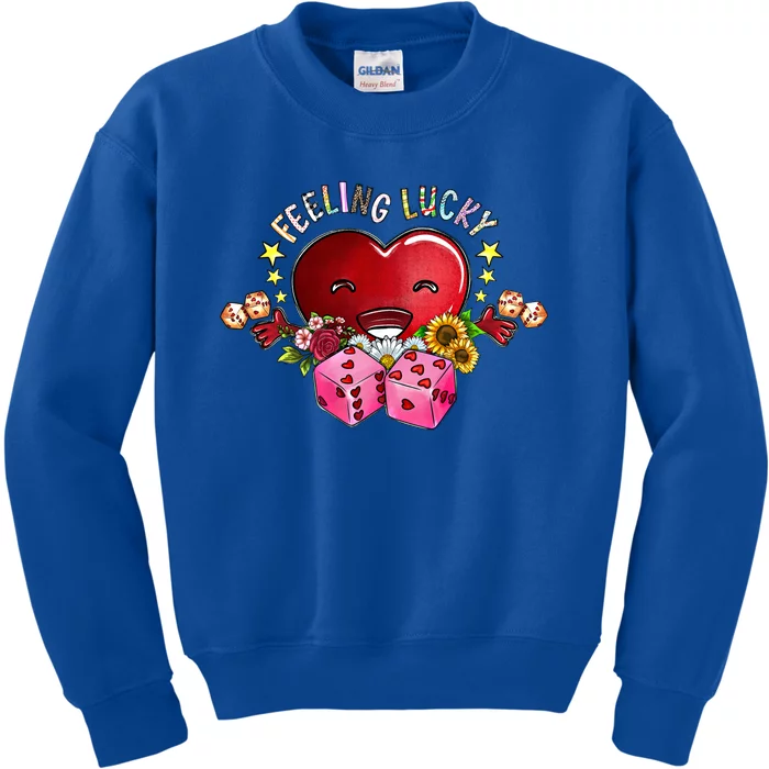 Feeling Lucky Love Vibes Valentines Day Heart Xoxo Western Gift Kids Sweatshirt