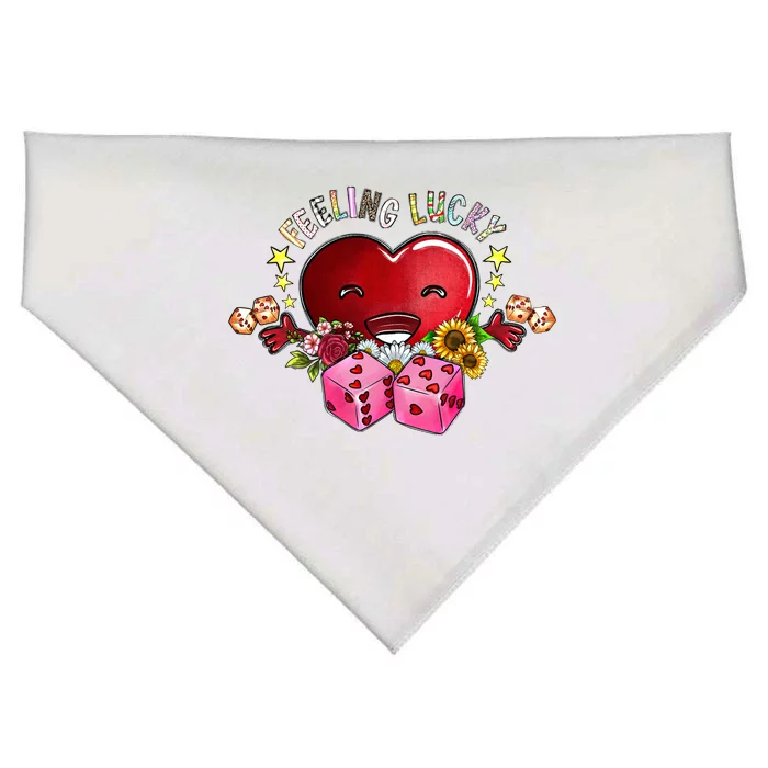 Feeling Lucky Love Vibes Valentines Day Heart Xoxo Western Gift USA-Made Doggie Bandana