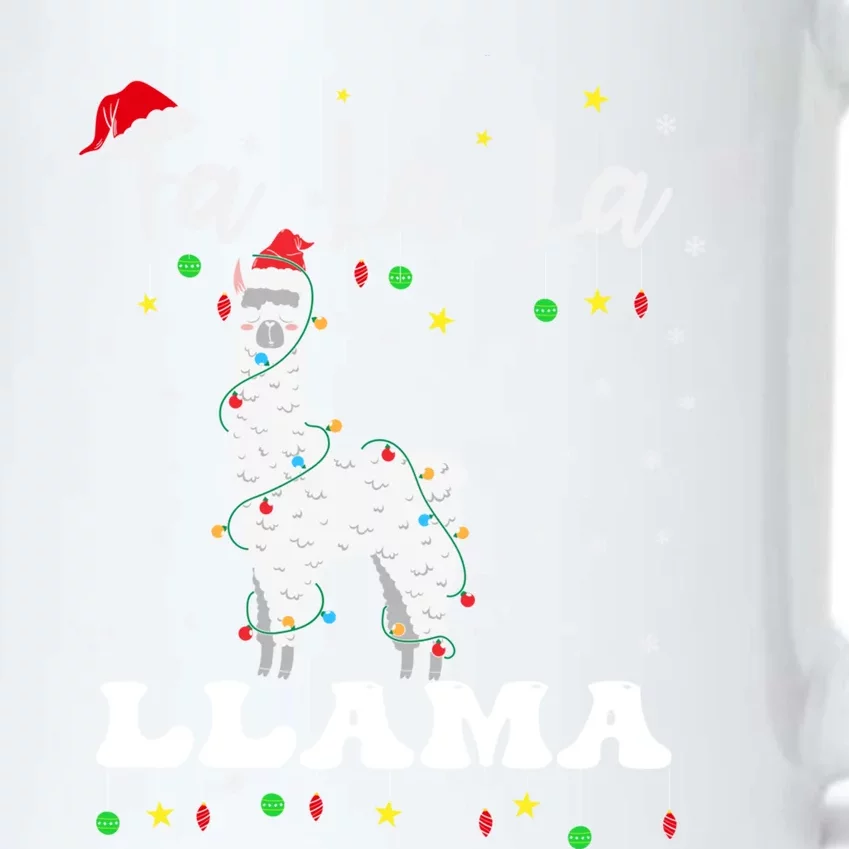 Fa La La Llama Christmas Lamma Lama Tree Lights Santa Family Gift Black Color Changing Mug