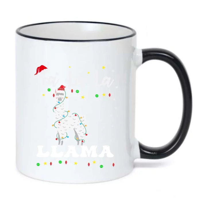 Fa La La Llama Christmas Lamma Lama Tree Lights Santa Family Gift Black Color Changing Mug