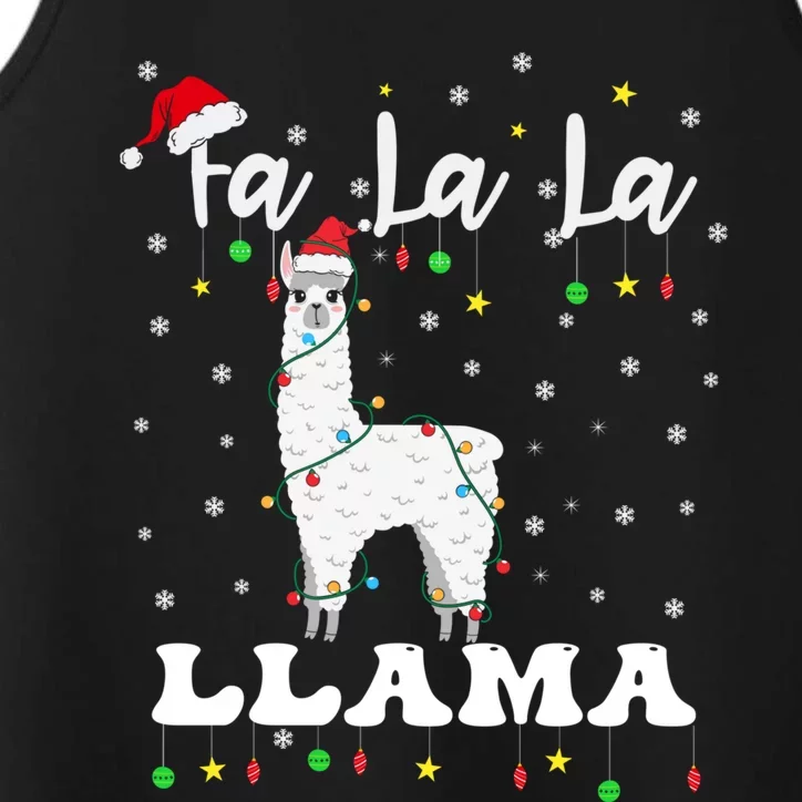 Fa La La Llama Christmas Lamma Lama Tree Lights Santa Family Gift Performance Tank