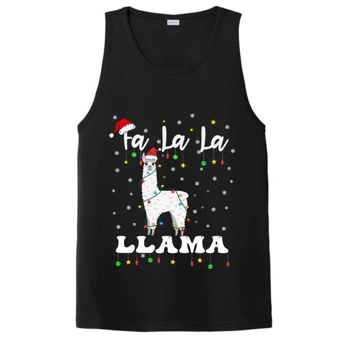 Fa La La Llama Christmas Lamma Lama Tree Lights Santa Family Gift Performance Tank