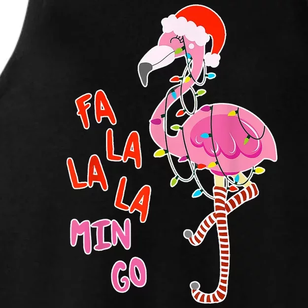 Fa La La La Min Go Flamingo Christmas Ladies Tri-Blend Wicking Tank