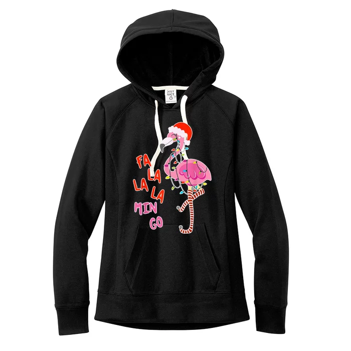 Fa La La La Min Go Flamingo Christmas Women's Fleece Hoodie