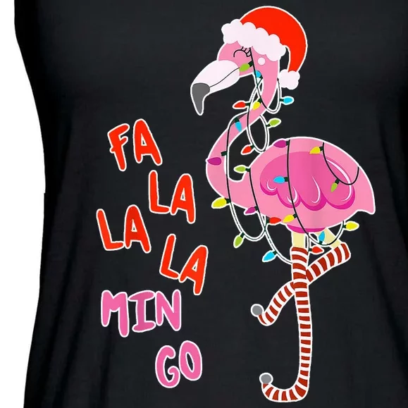 Fa La La La Min Go Flamingo Christmas Ladies Essential Flowy Tank