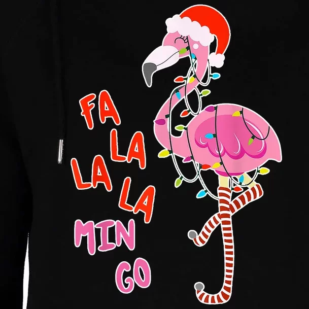 Fa La La La Min Go Flamingo Christmas Womens Funnel Neck Pullover Hood