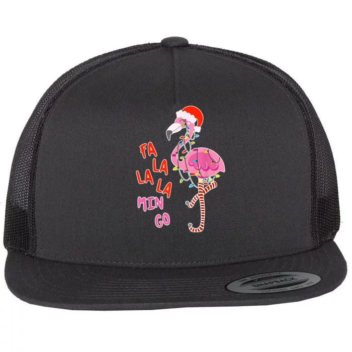 Fa La La La Min Go Flamingo Christmas Flat Bill Trucker Hat