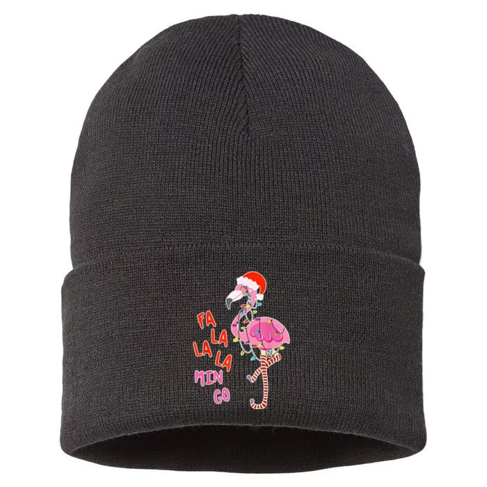 Fa La La La Min Go Flamingo Christmas Sustainable Knit Beanie