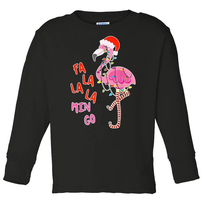 Fa La La La Min Go Flamingo Christmas Toddler Long Sleeve Shirt