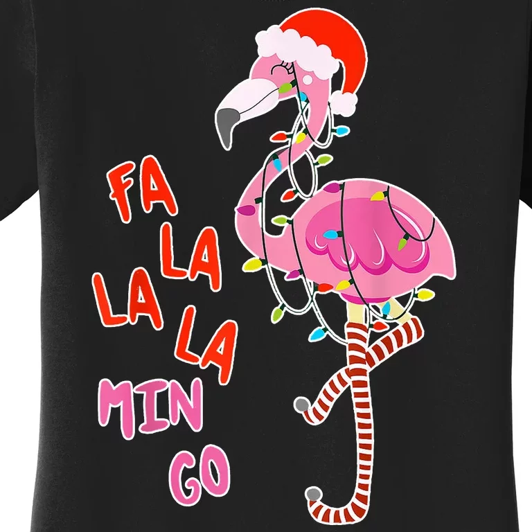 Fa La La La Min Go Flamingo Christmas Women's T-Shirt