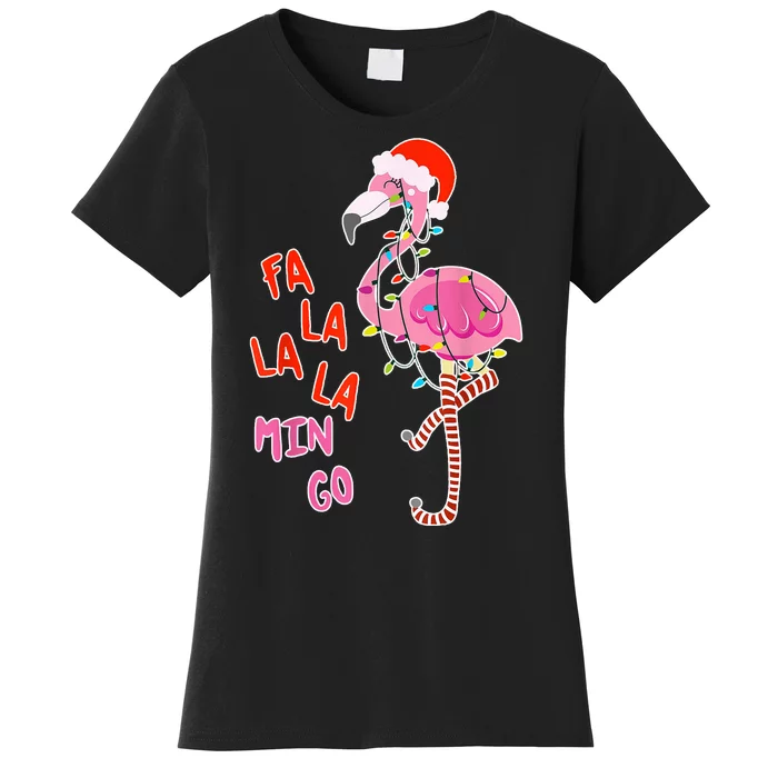 Fa La La La Min Go Flamingo Christmas Women's T-Shirt