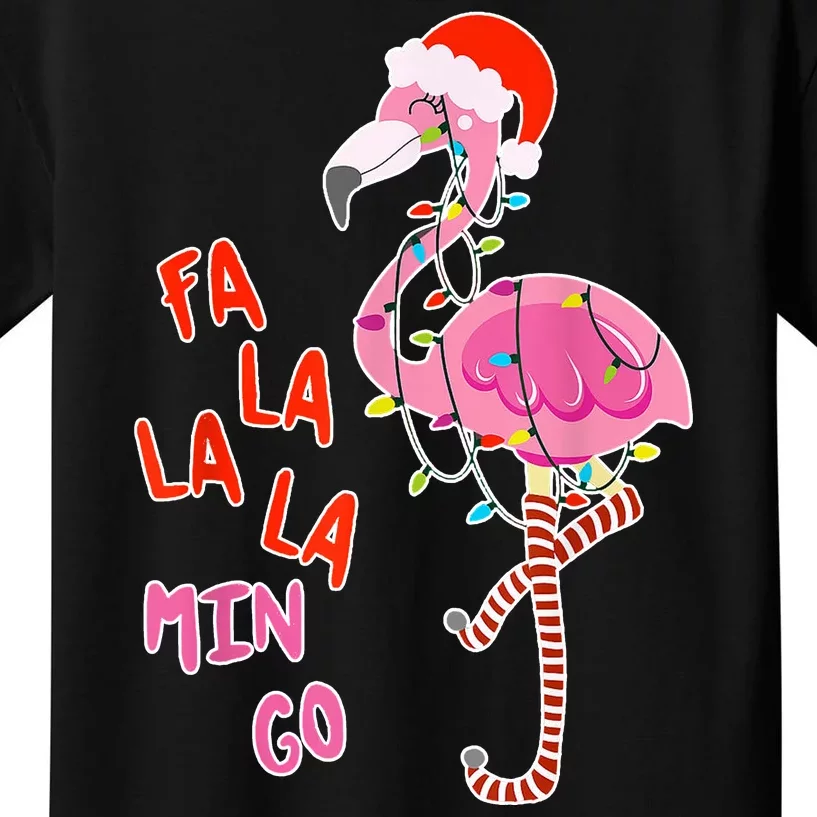 Fa La La La Min Go Flamingo Christmas Kids T-Shirt