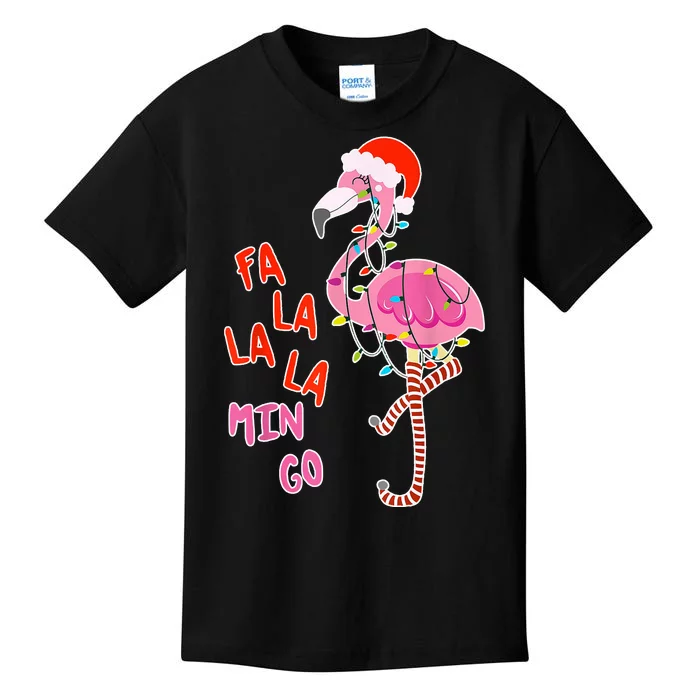 Fa La La La Min Go Flamingo Christmas Kids T-Shirt