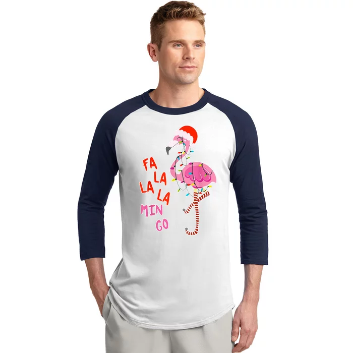 Fa La La La Min Go Flamingo Christmas Baseball Sleeve Shirt