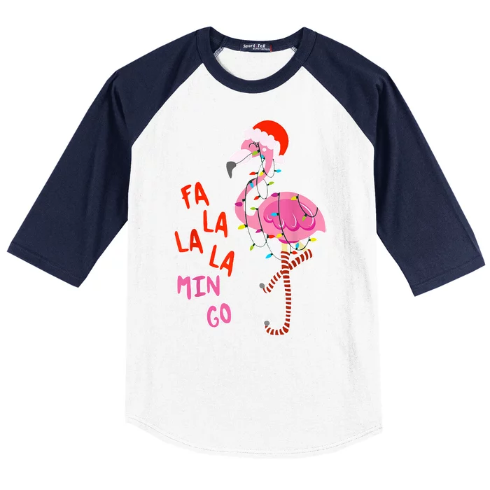 Fa La La La Min Go Flamingo Christmas Baseball Sleeve Shirt