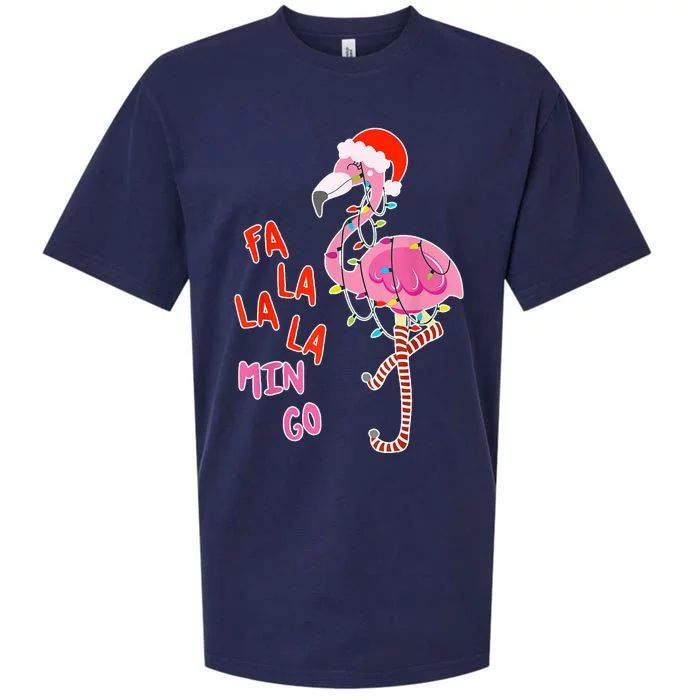 Fa La La La Min Go Flamingo Christmas Sueded Cloud Jersey T-Shirt