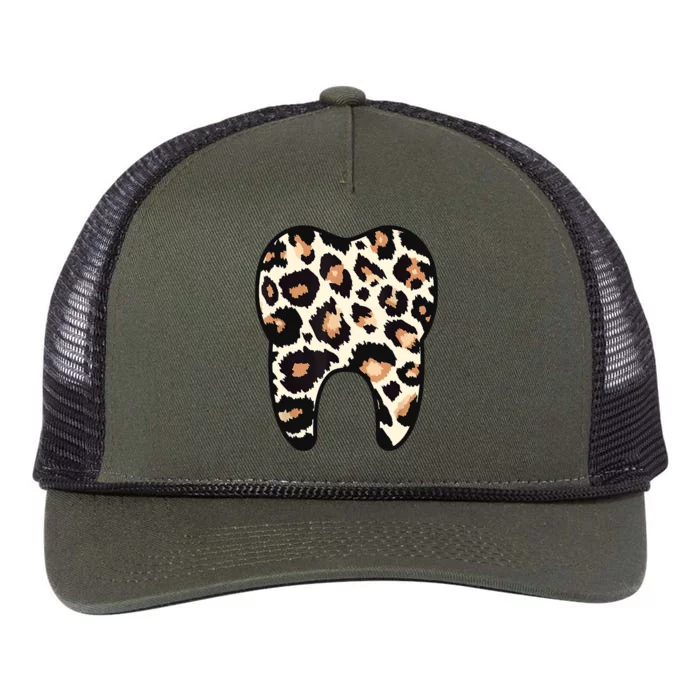 Funny Leopard Leo Dental Hygienist Teeth Assistant Dentistry Retro Rope Trucker Hat Cap