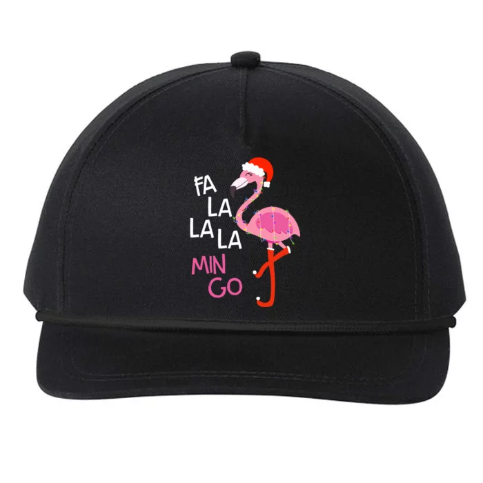 Fa La La La Mingo Flamingo Santa Pink Funny Christmas Cute Gift Snapback Five-Panel Rope Hat