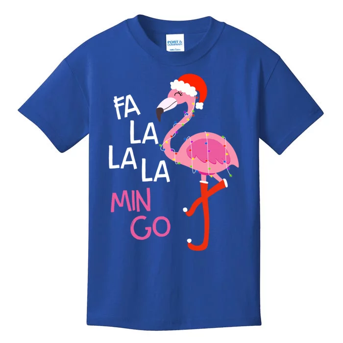 Fa La La La Mingo Flamingo Santa Pink Funny Christmas Cute Gift Kids T-Shirt