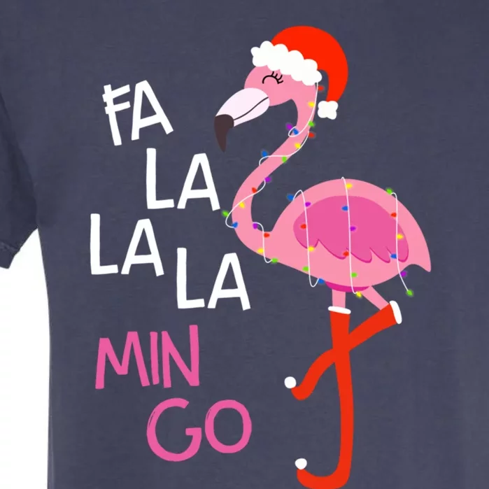 Fa La La La Mingo Flamingo Santa Pink Funny Christmas Cute Gift Garment-Dyed Heavyweight T-Shirt