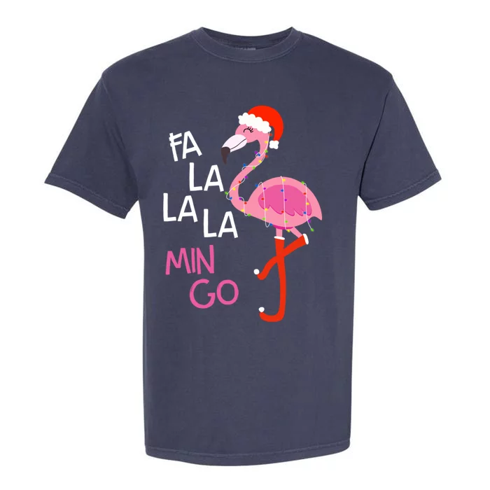 Fa La La La Mingo Flamingo Santa Pink Funny Christmas Cute Gift Garment-Dyed Heavyweight T-Shirt