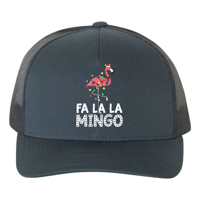 Fa La La Mingo Flamingo Christmas Tree Lights Tropical Xmas Yupoong Adult 5-Panel Trucker Hat